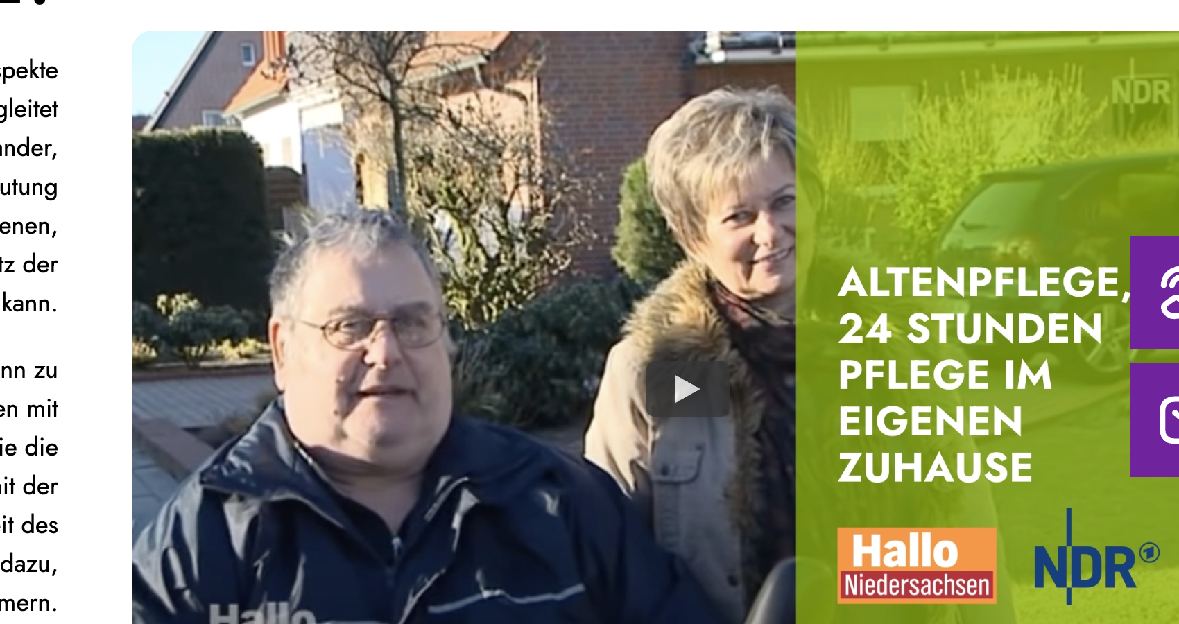 NDR Reportage zur 24-Stunden-Pflege